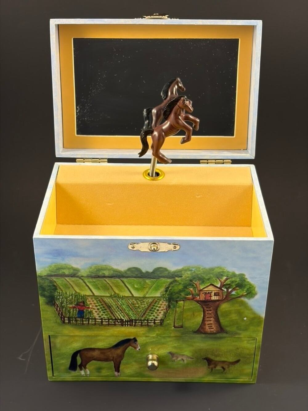 Enchantmints Horse Ranch Music Jewelry Box w/Twirling Horse, Old Kentucky Home